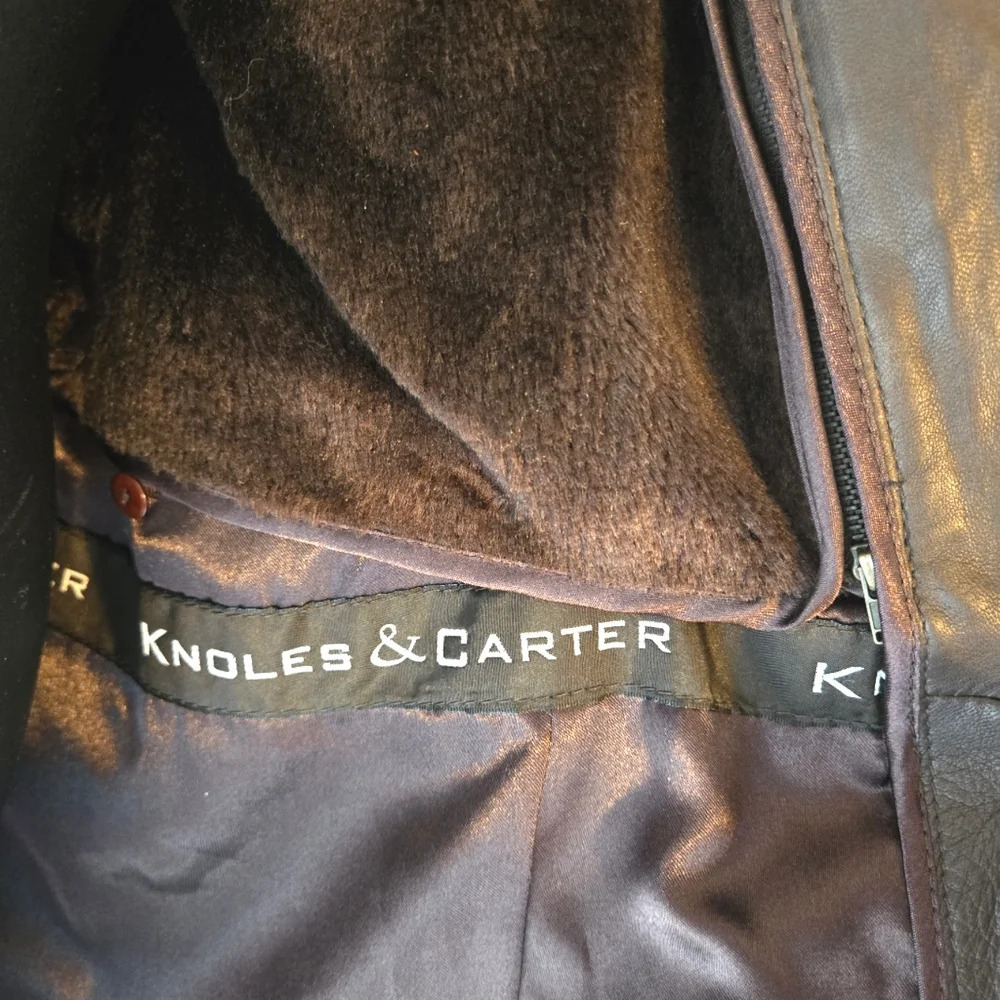 Chocolate Knoles & Carter Leather 3/4 Coat EUC 🍫 - Picture 12 of 16